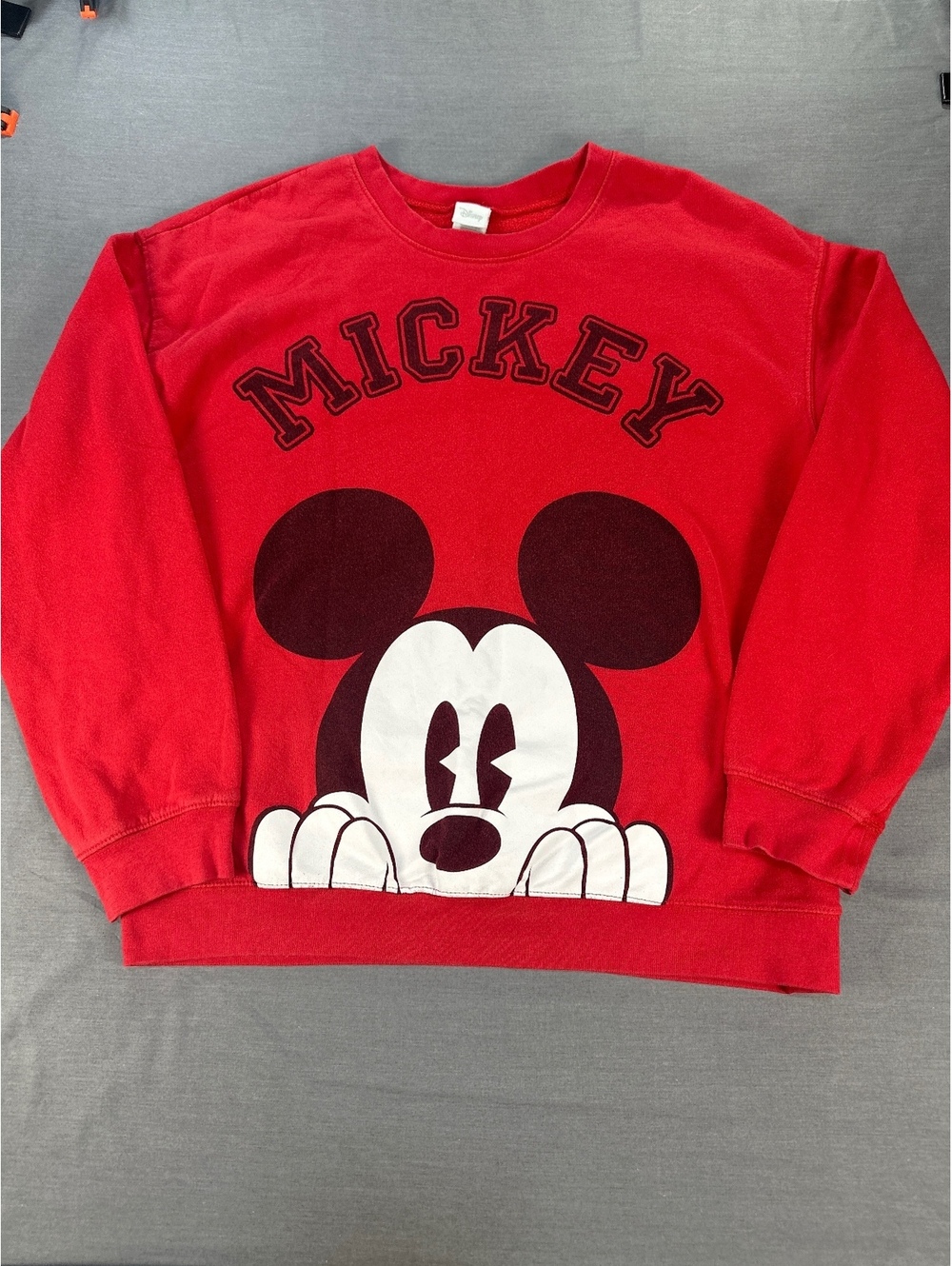 Vintage Disney Mickey Mouse Red Sweatshirt XL Cozy Retro Cartoon Pullover